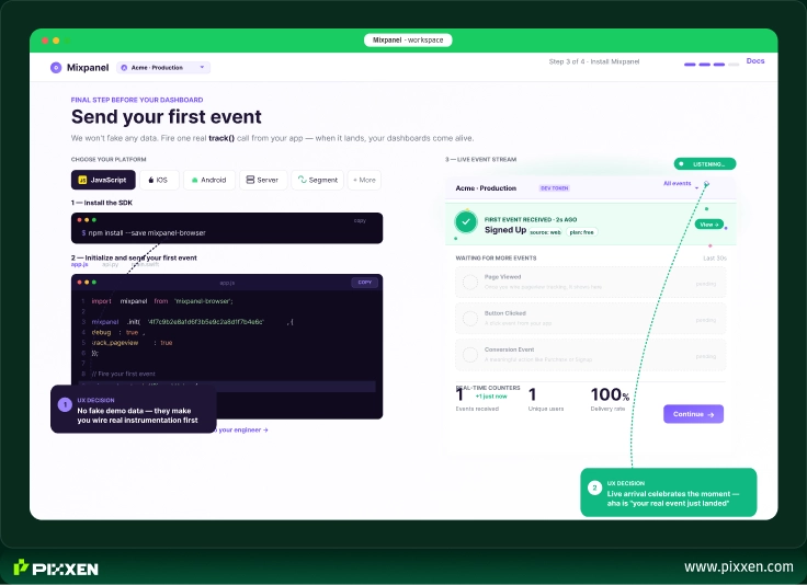 Mixpanel onboarding